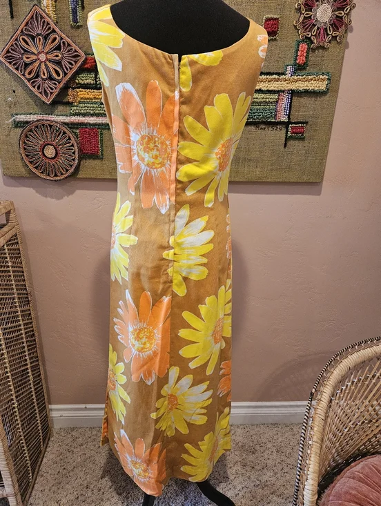 Vintage Handmade Hawaiian Floral Print MCM Wiggle Maxi Dress - Picture 15 of 15